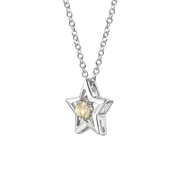 Kids/teens Sterling Silver With Yellow Tourmaline Gemstone Star Pendant Necklace
