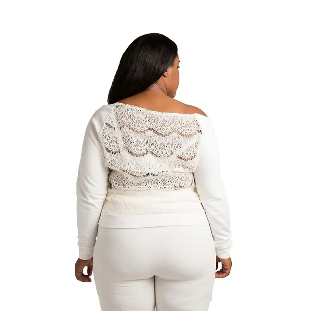 Poetic Justice Curvy Women's Black Peekaboo Lace Insets Pull On Ponte  Legging Size S at  Women's Clothing store