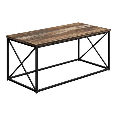 Coffee Table 40" Long Brown Reclaimed Wood-look Black Metal