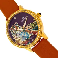 Diana Automatic Engraved Mop Leather-band Watch