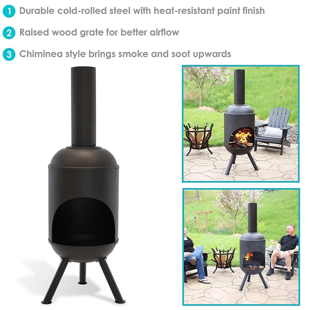 Sunnydaze Decor Black Steel Outdoor Wood-burning Backyard Chiminea Fire Pit  - 5-foot | Southcentre Mall