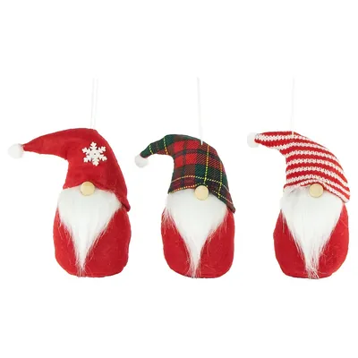 Set Of 3 Gnomes Plush Christmas Figures 4.5"