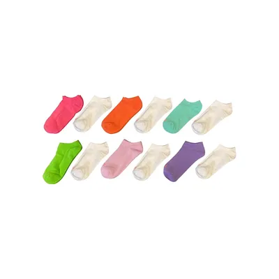 Girl's 12-Pair Solid No-Show Socks