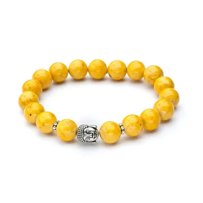 Yellow Howlit Buddha Stretch Bracelet