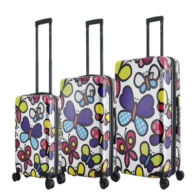 Pop Art Butterfly Pop 3 Pc Set (20", 24", 28") Luggage Suitcase