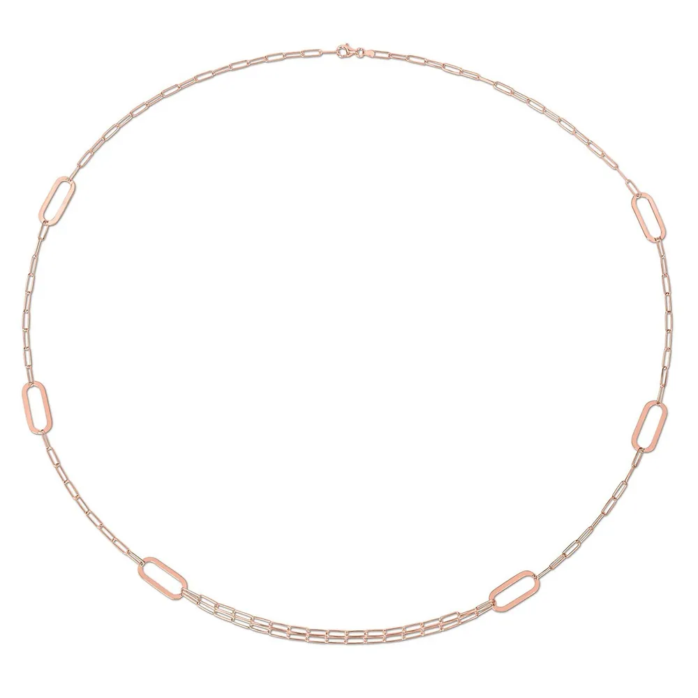 Paperclip Chain Necklace In Rose Plated Sterling Silver, 37 In