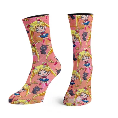 Sailor Moon Luna Chibi Collage Crew Socks
