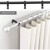 Adjustable Curtain Rod Wall Bracket Hooks, Set Of 3, Black
