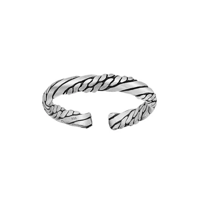 Sterling Silver Braided And Lined Toe Ring