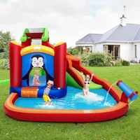 Inflatable Slide Bouncer And Water Park W/ Splash Pool Water Cannon And Blower