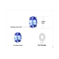 1 Ct Oval Blue Tanzanite Earrings 0.925 White Sterling Silver