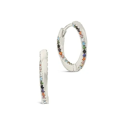 Rainbow Cz Micro Hoops Earring Sterling Forever