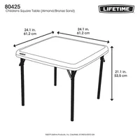 Lifetime Children's Square 24" Foldable Table, Bronze Sand Colour