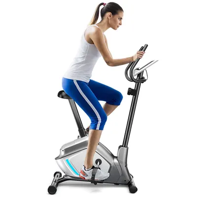 2-in-1 Elliptical Trainer Exercise Bike W/ Lcd Screen 8 Magnetic Resistances