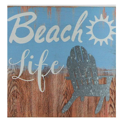 8" Decorative “beach Life" Distressed Wooden Wall Plaque