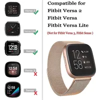 2pcs Milanese Stainless Magnetic Smart Watch Band Wristband For Fitbit Versa /2/lite (small,rose Gold)
