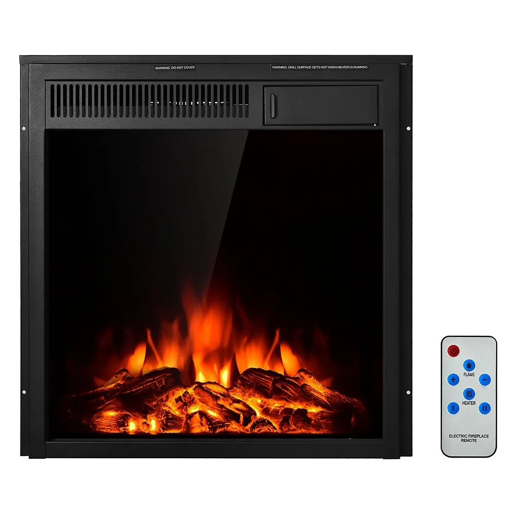 Costway 22.5'' Electric Fireplace Insert Freestanding u0026 Recessed Heater Log  Flame Remote | Galeries de la Capitale