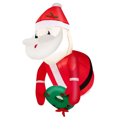 3.3ft Inflatable Christmas Santa Claus Broke Out From Window Hanging Decoration