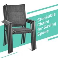 Set Of Patio Dining Chair Stackable Padded Armrest No Assembly