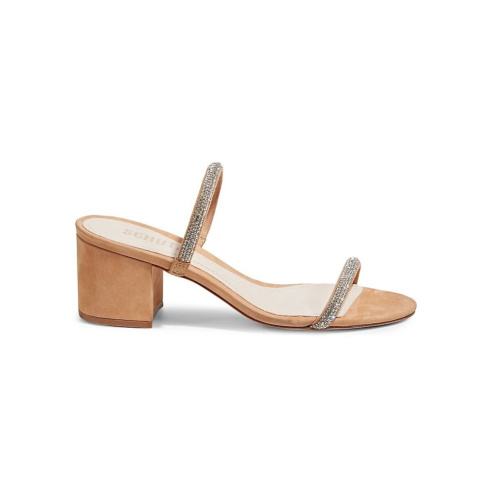 Derika Stone-Trimmed Open Nubuck Sandals