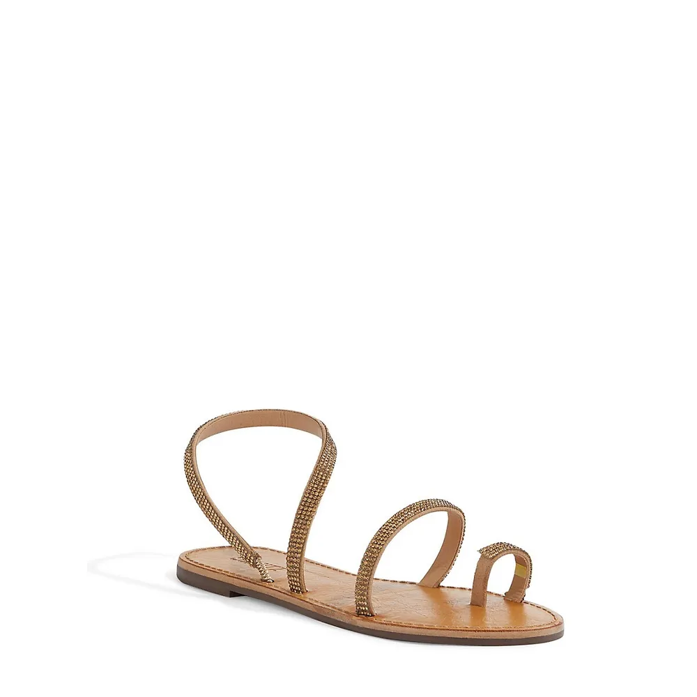 Mariah Glitter-Strap Flat Sandals
