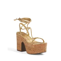 Maxima Ankle-Wrap Cork Platform Sandals