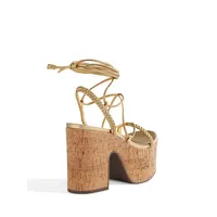Maxima Ankle-Wrap Cork Platform Sandals