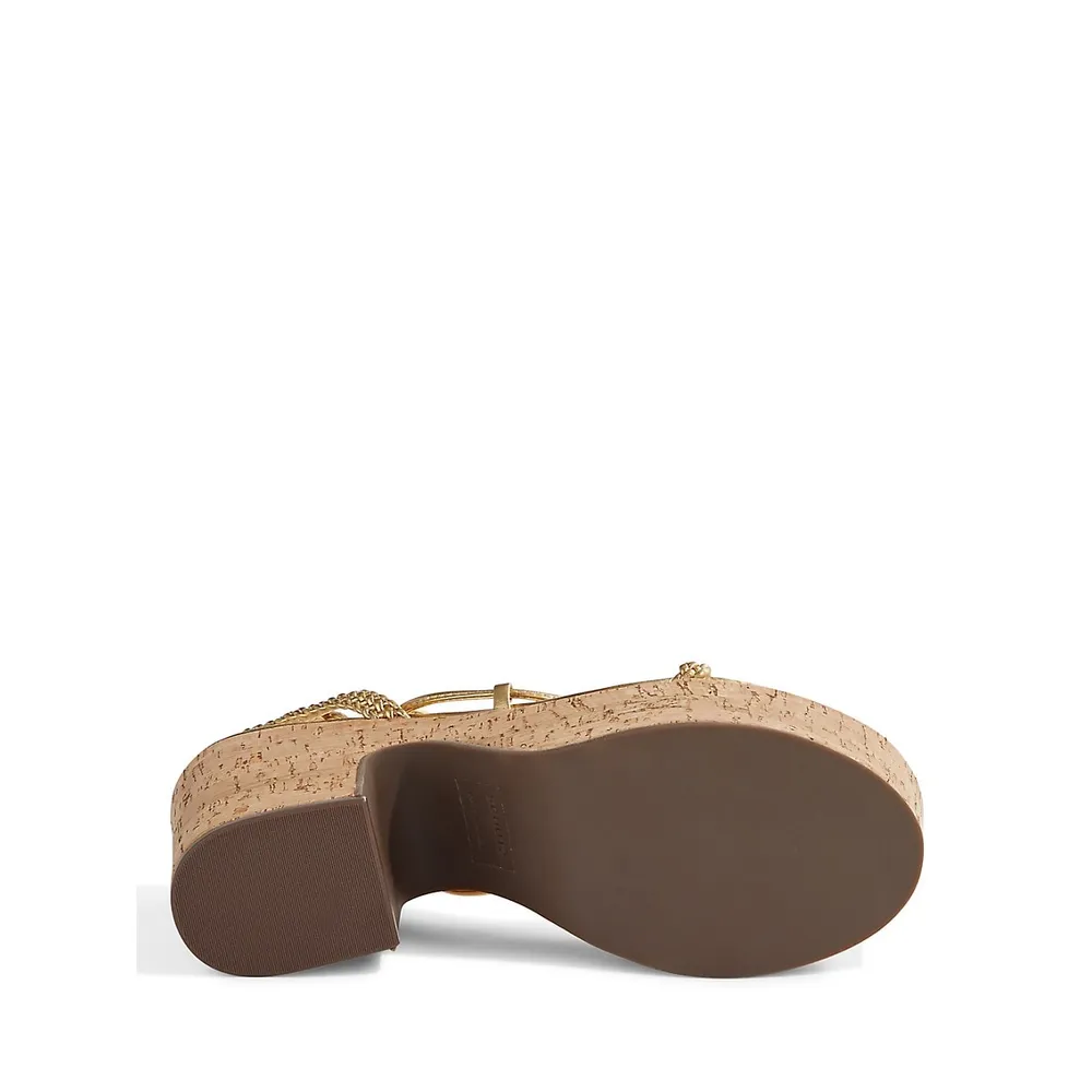 Maxima Ankle-Wrap Cork Platform Sandals