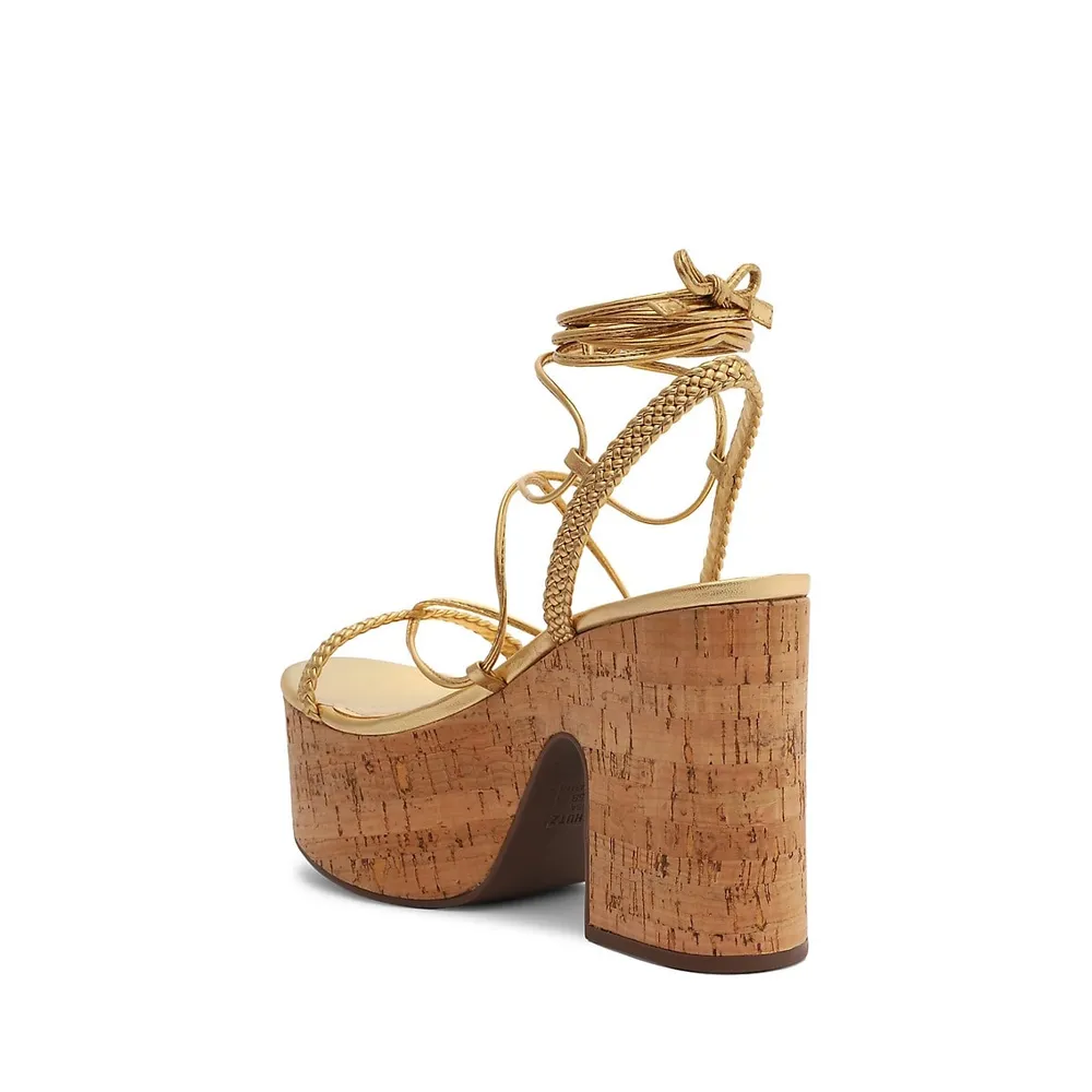 Maxima Ankle-Wrap Cork Platform Sandals