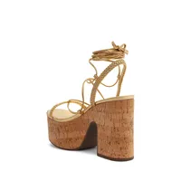 Maxima Ankle-Wrap Cork Platform Sandals