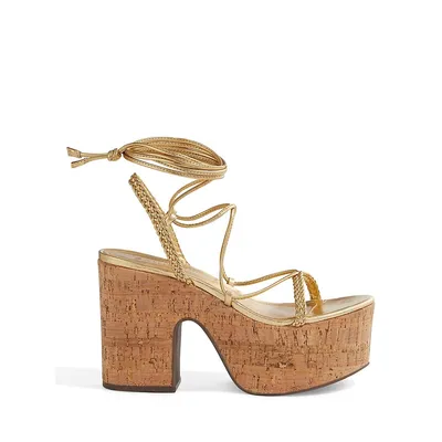 Maxima Ankle-Wrap Cork Platform Sandals