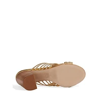 Evangeline Leather Crisscross Woven-Strap Sandals