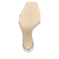 Adriana Snakeskin-Embossed Metallic Sandals