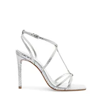 Adriana Snakeskin-Embossed Metallic Sandals