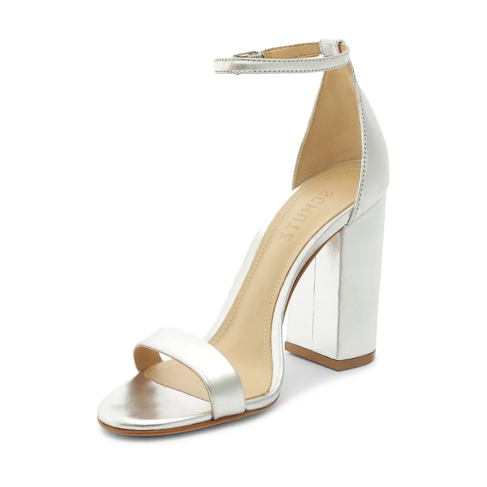 Cadey Lee Leather Block-Heel Sandals