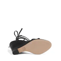 Deonne Leather Ankle-Wrap Wedge Sandals