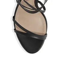 Deonne Leather Ankle-Wrap Wedge Sandals