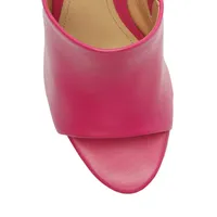 Lucy Wedge-Heel Leather Slide Sandals