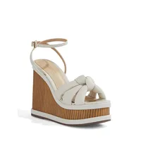 Mindy Knotted Leather Wedge Sandals