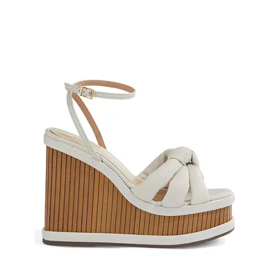 Mindy Knotted Leather Wedge Sandals