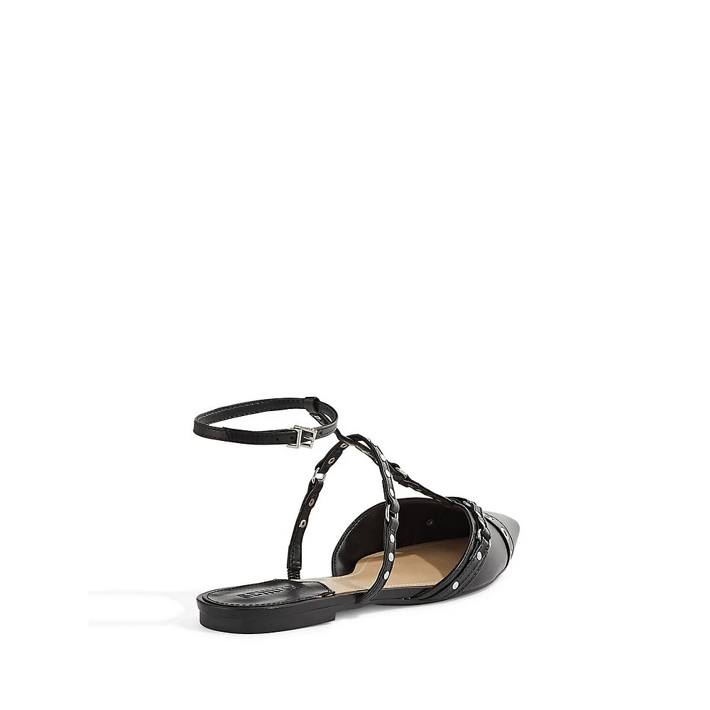 Venizia Embellished Leather Ankle-Strap Mules