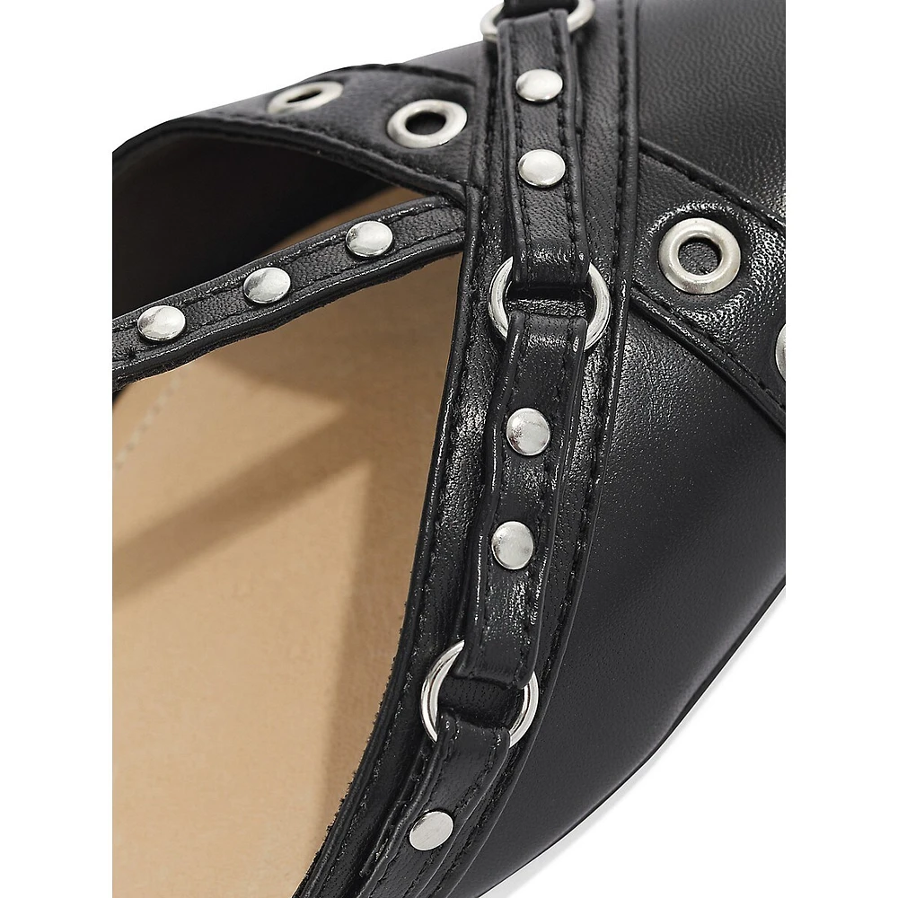 Venizia Embellished Leather Ankle-Strap Mules