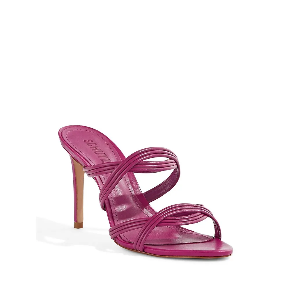 Brynn Leather Criss-Cross Stiletto Sandals