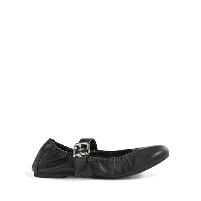 Calita Stretch-Leather Strapped Ballerina Flats