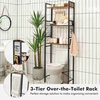 3-tier Over-the-toilet Storage Rack Bathroom Organizer Space Saver Rustic Brown