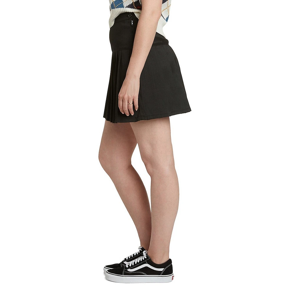 Seamed Pleated Mini Skirt