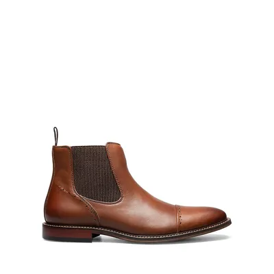 Men's Maury Brogued Leather Cap-Toe Chelsea Boots