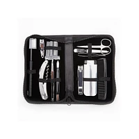 Leather & Chrome-Plated Travel Grooming Kit