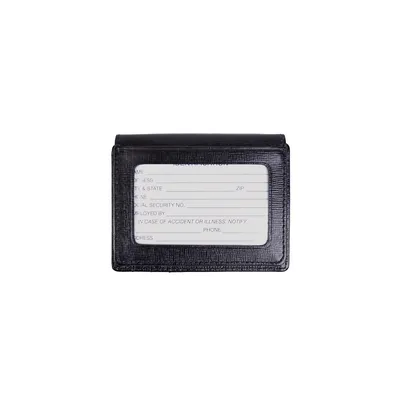 Portefeuille en cuir Saffiano avec pince à billets et fenêtre pour carte d'identité