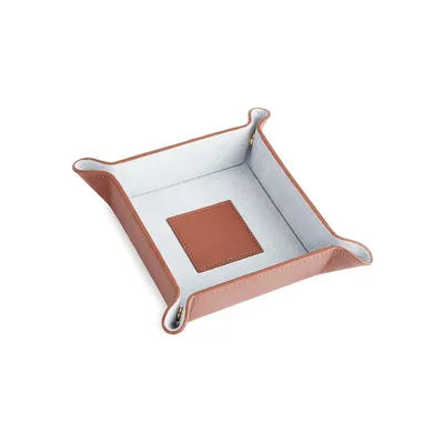 Suede-Lined Catchall Leather Valet Tray
